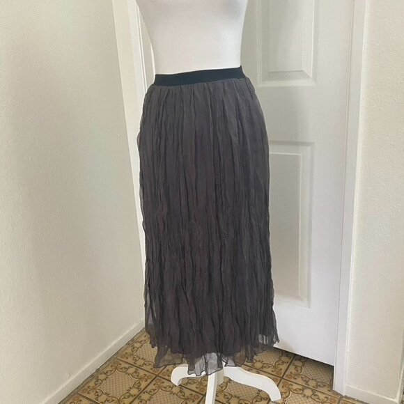 Yifan Dresses & Skirts - Yifan Crinkle Gauze Midi Skirt Grey Sz Small Lined Summer Party B22